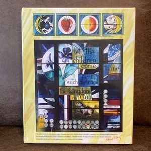 LET THE CHILDREN COME TO ME stained glass jigsaw puzzle, 15”x21” 500+ pieces NEW